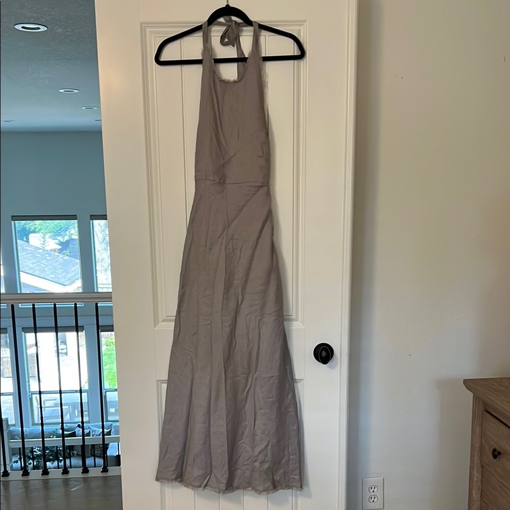 DISSH Gray Linen Halter Backless Gown